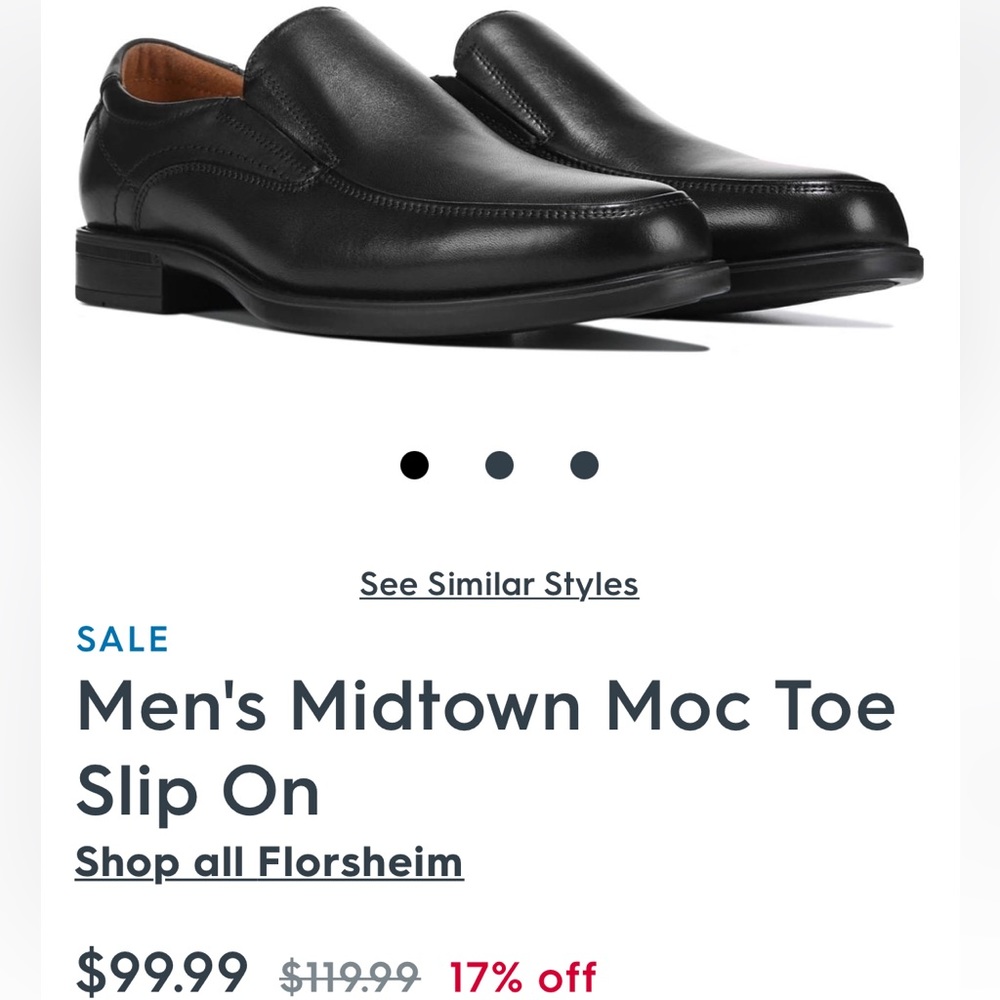 Florsheim black mens dress shoes slip on